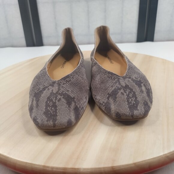 Lucky Brand Alba Snakeskin Print Suede Skimmer Ballet Flats Women US 7.5M - Picture 2 of 12